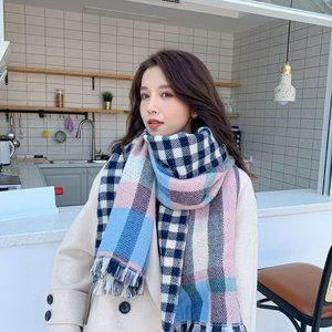 Oversized Fall/Winter Luxury British Grid Woven Blanket Shawl Acrylic Scarves